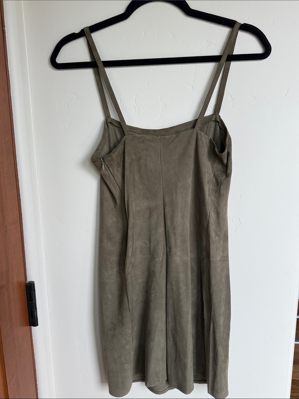 Vtg Vera Pelle Genuine Sheep Skin Leather Mini Dress In Military Green 42 View 6